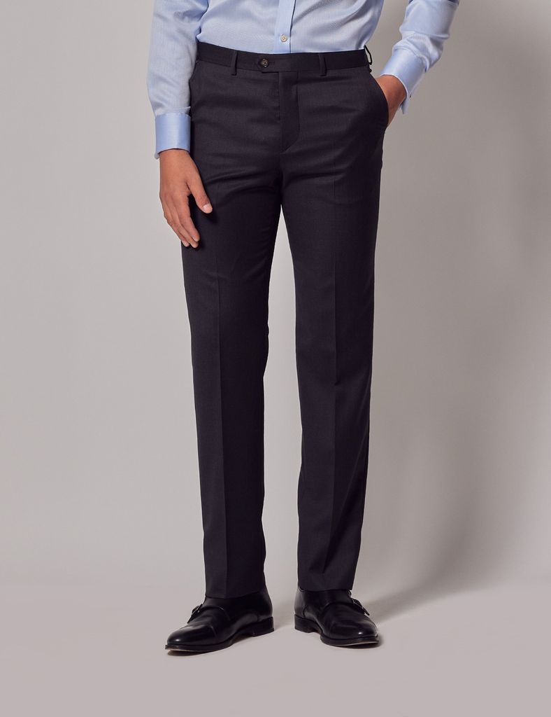Charcoal Twill Tailored Italian Suit Trousers - 1913 Collection