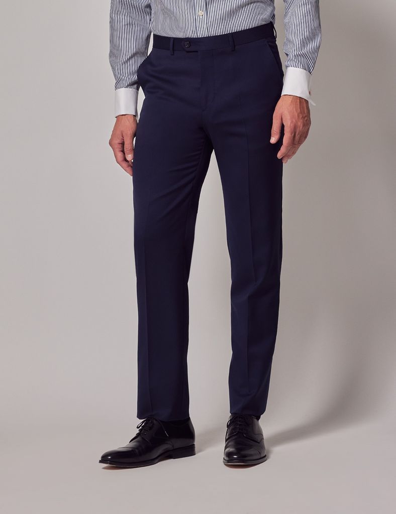 Dark Blue Twill Tailored Italian Suit Trousers - 1913 Collection