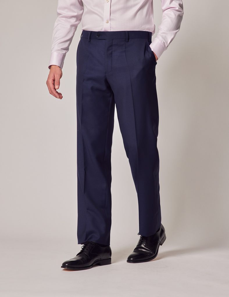 Dark Blue Twill Classic Suit Trousers