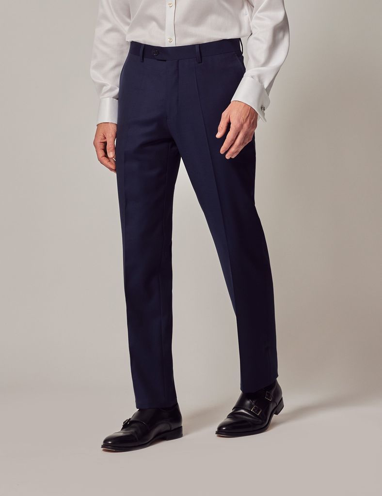 Dark Blue Twill Slim Suit Trousers
