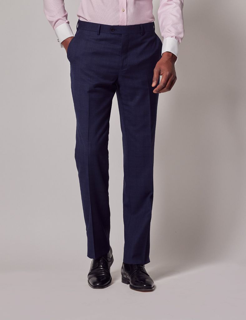 Navy & Red Prince of Wales Check Classic Suit Trousers