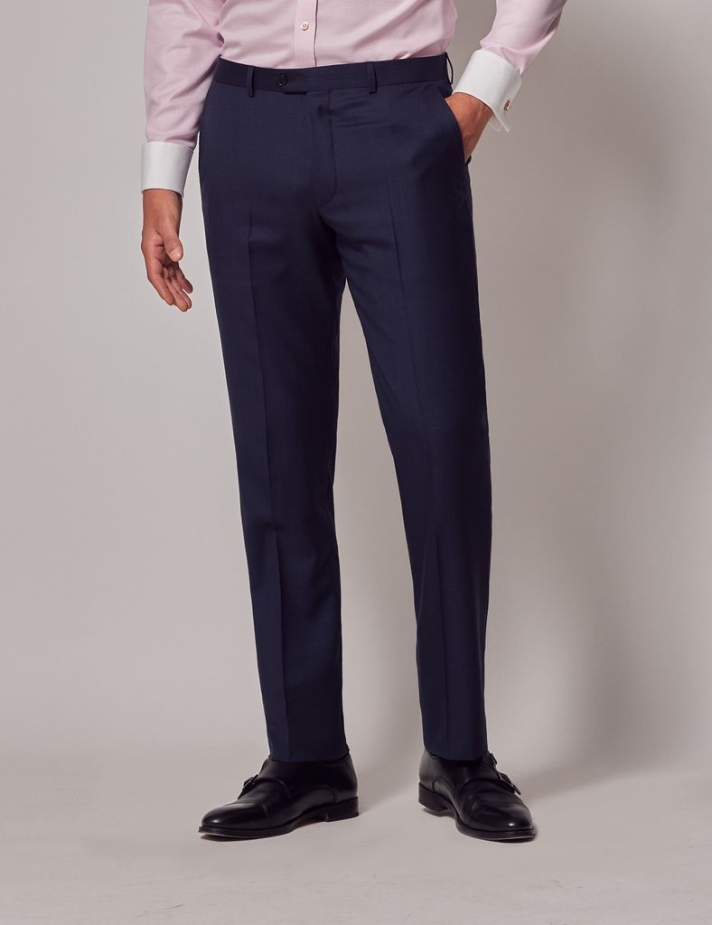 Navy Windowpane Check Tailored Suit Trousers - 1913 Collection