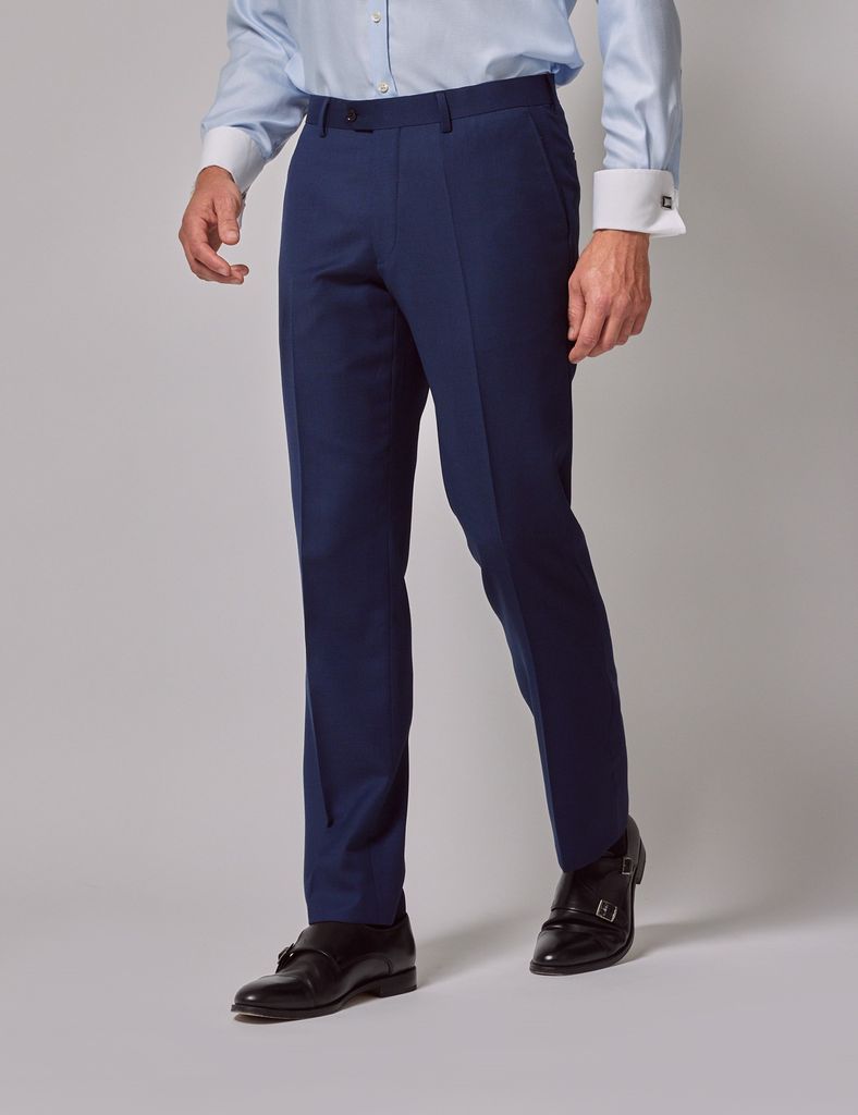Royal Blue Birdseye Slim Suit Trousers