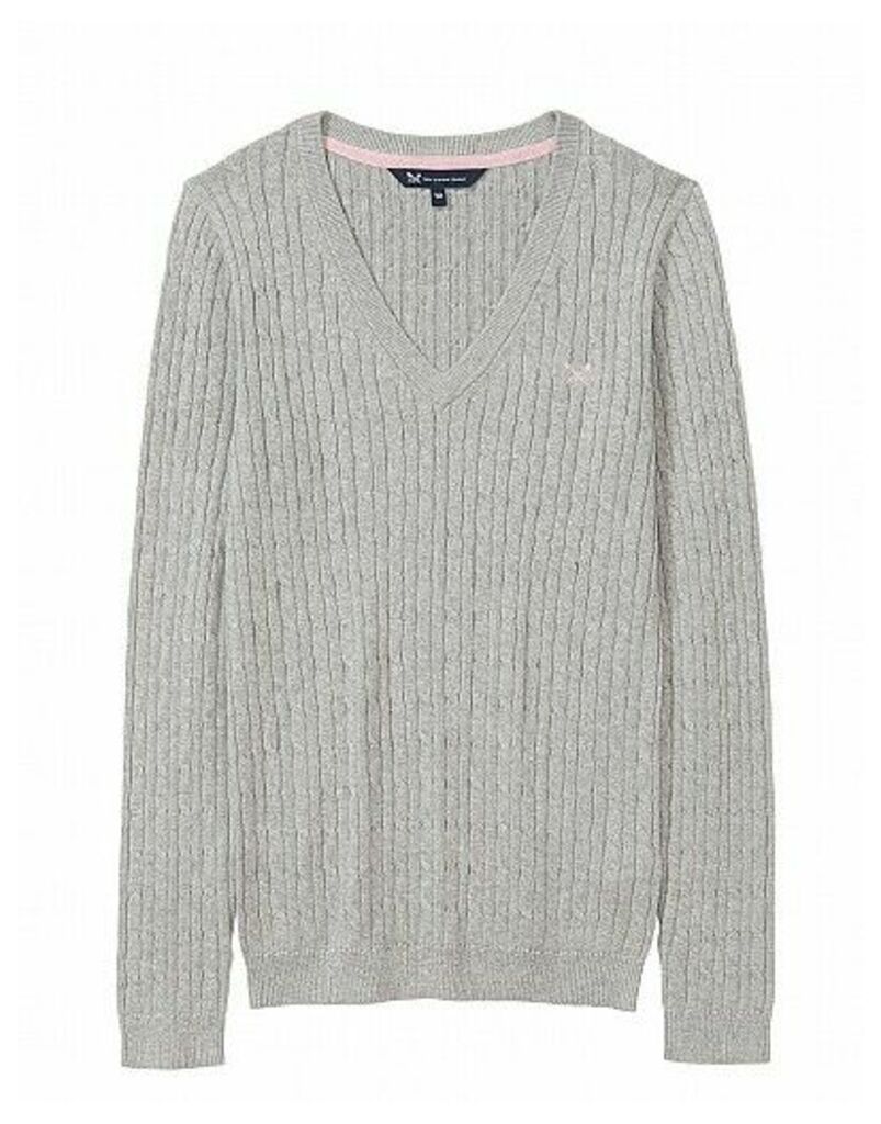 Heritage Cable Jumper in Silver Grey Marl