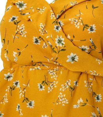 Yellow Floral Cold Shoulder Cami New Look