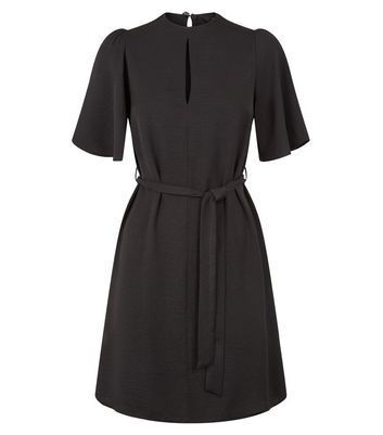 Black Keyhole Belted Tunic Dress New Look
