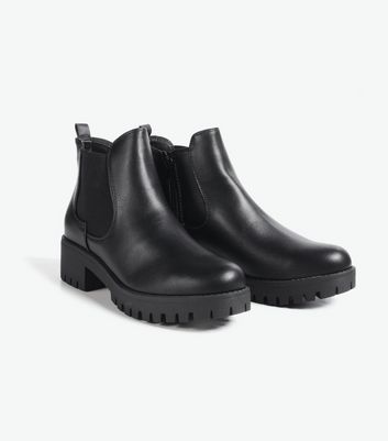 Black Chunky Cleated Chelsea Boots New Look