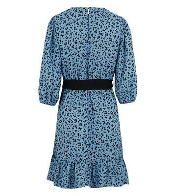 Pale Blue Floral Belted Mini Dress New Look