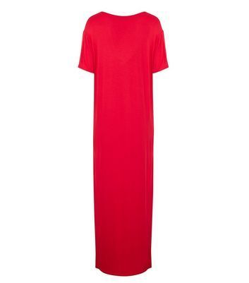 Red Jersey Side Split Maxi Dress New Look