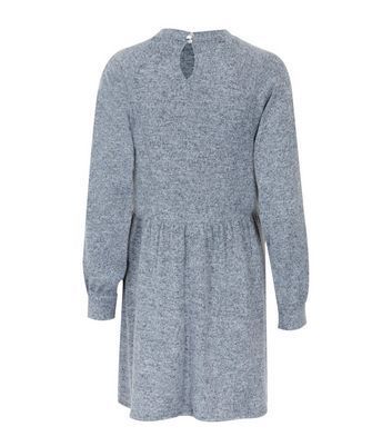 Grey Fluffy Puff Sleeve Smock Dress New Look