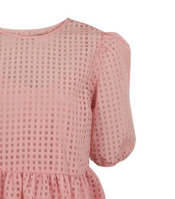 Pink Gingham Puff Sleeve Smock Dress New Look