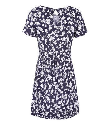 Blue Floral Ruched Swing Dress New Look