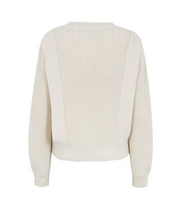 Off White Pointelle Knit Jumper New Look