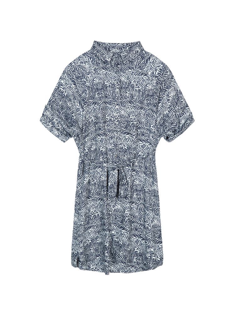 Fern Leaf Shirt Dress Navy, Print