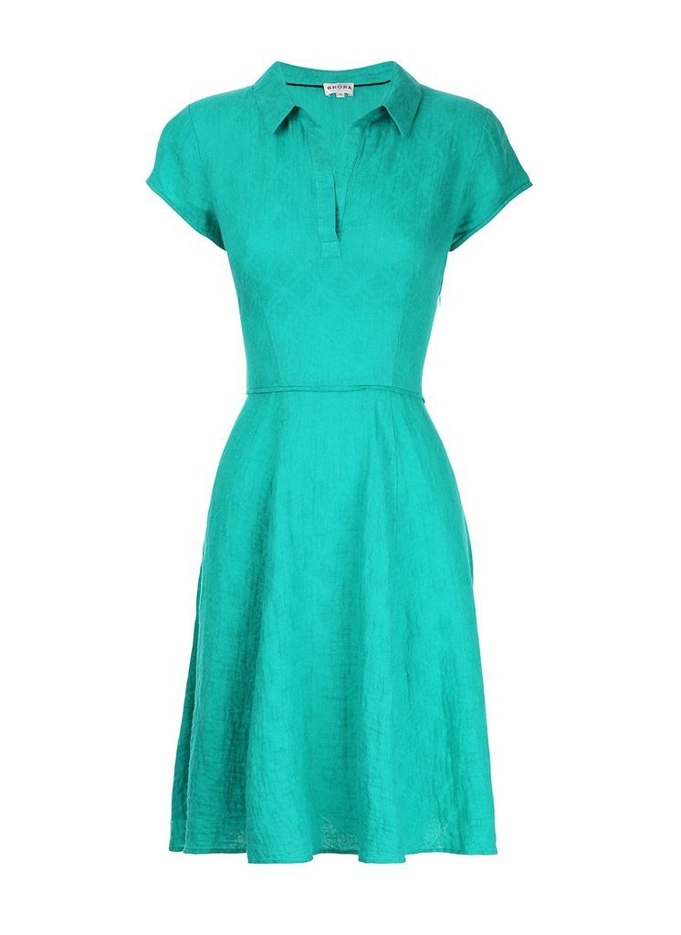 Textured Linen Tennis Dress Green