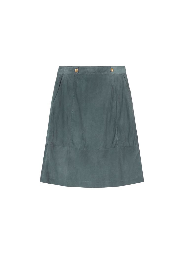 Suede Panelled Skirt Green