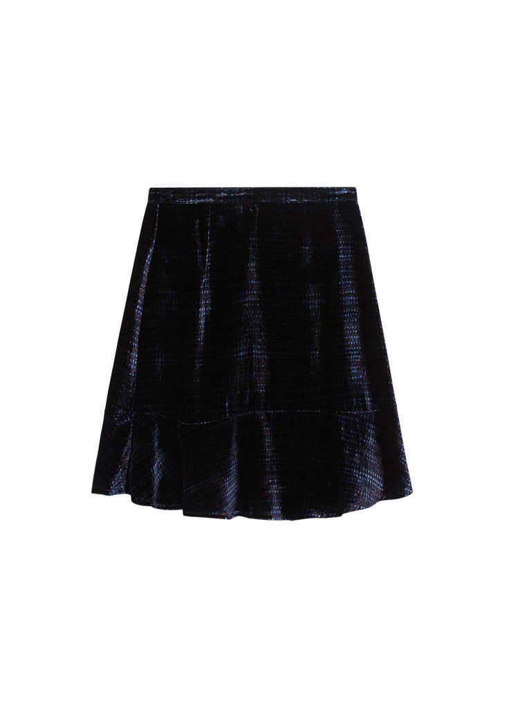 Printed Silk Velvet Skirt Black, Print