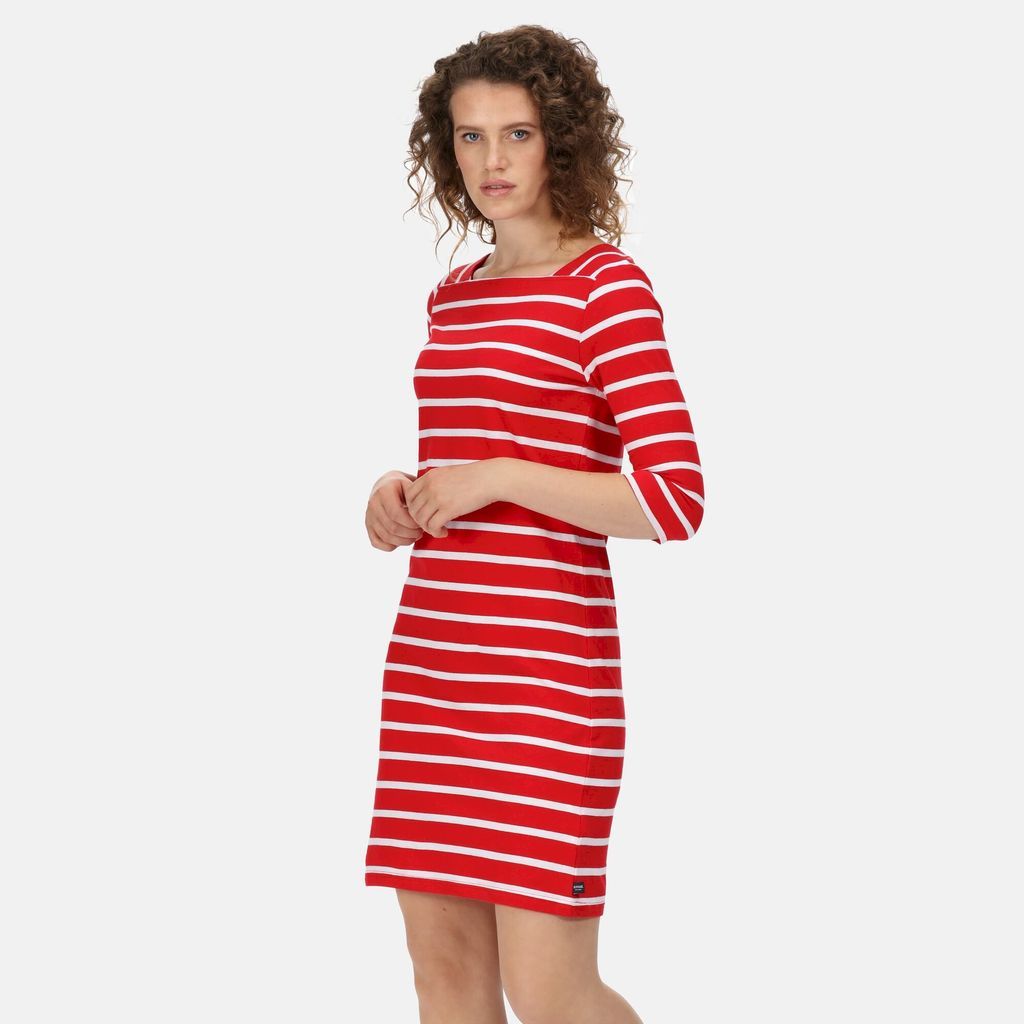 Women's Comfortable Paislee Stripe Dress True Red White Stripe, Size: 20