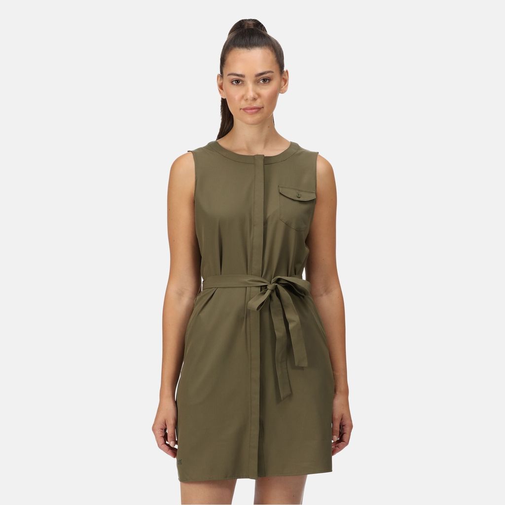 Women's Water-repellent Highton Stretch Shirt Dress Grapeleaf, Size: 14