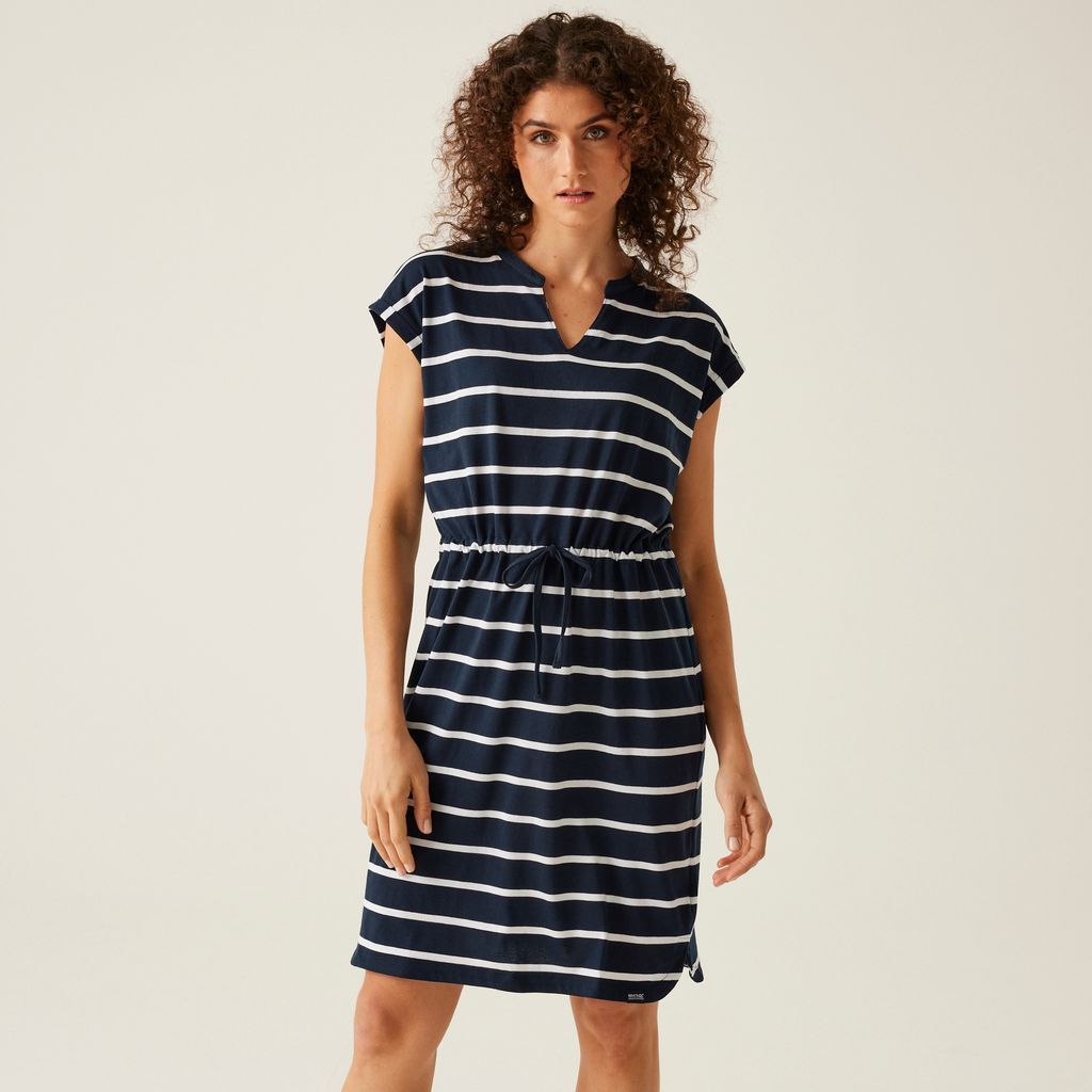Women's Durable Bayletta Dress Navy White Stripe, Size: 20