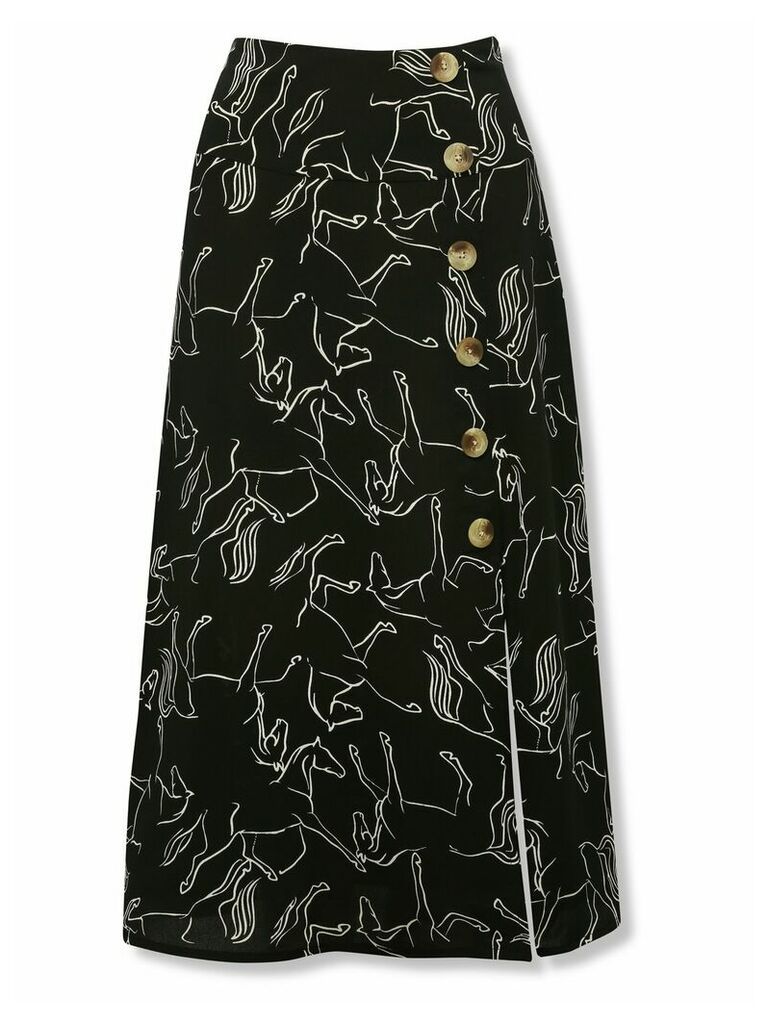 Women's Ladies Sonder Studio midi skirt wrap style with horse print