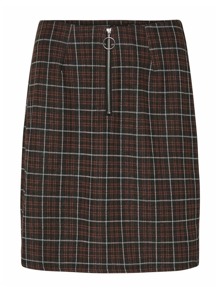 Women's Vero Moda ladis check mini skirt zip front stretch jersey casual tartan
