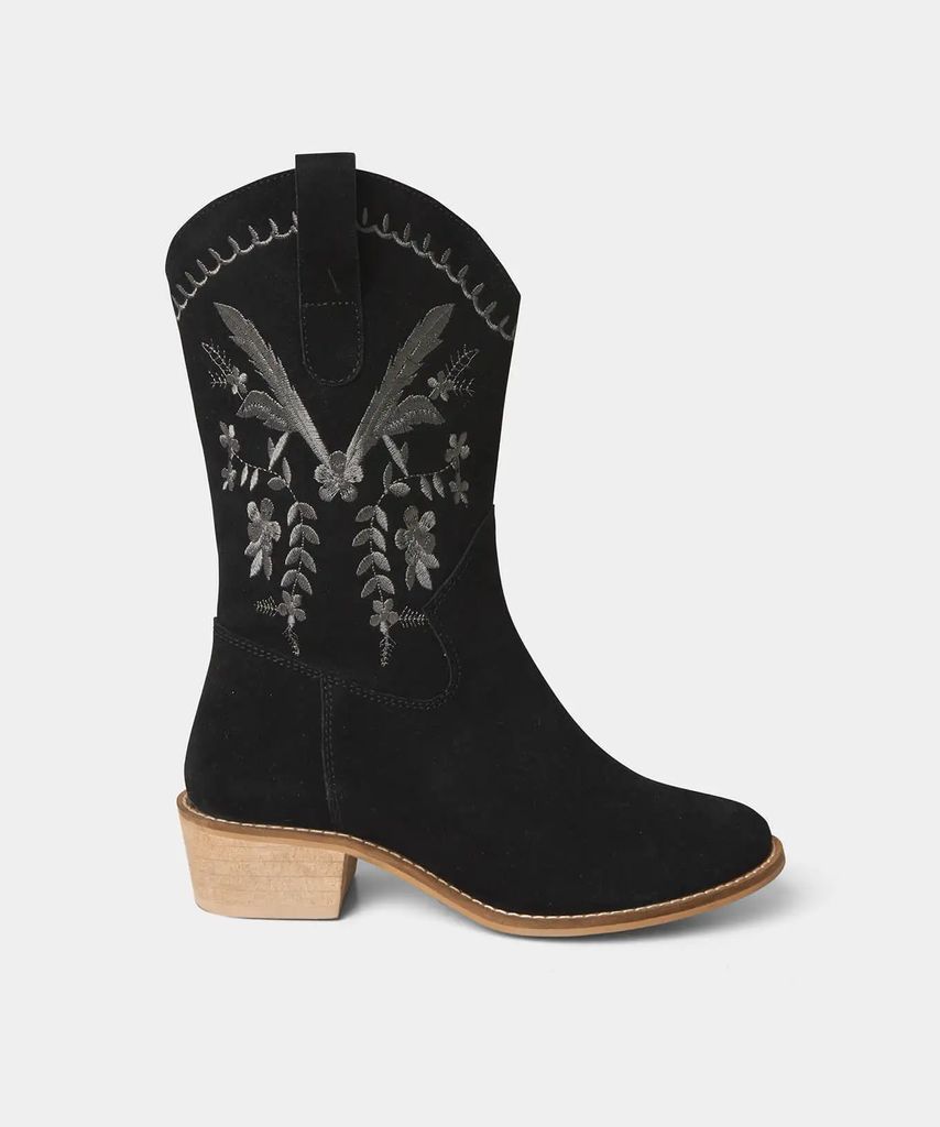 Belvedere Embroidered Suede Boots , Size 3