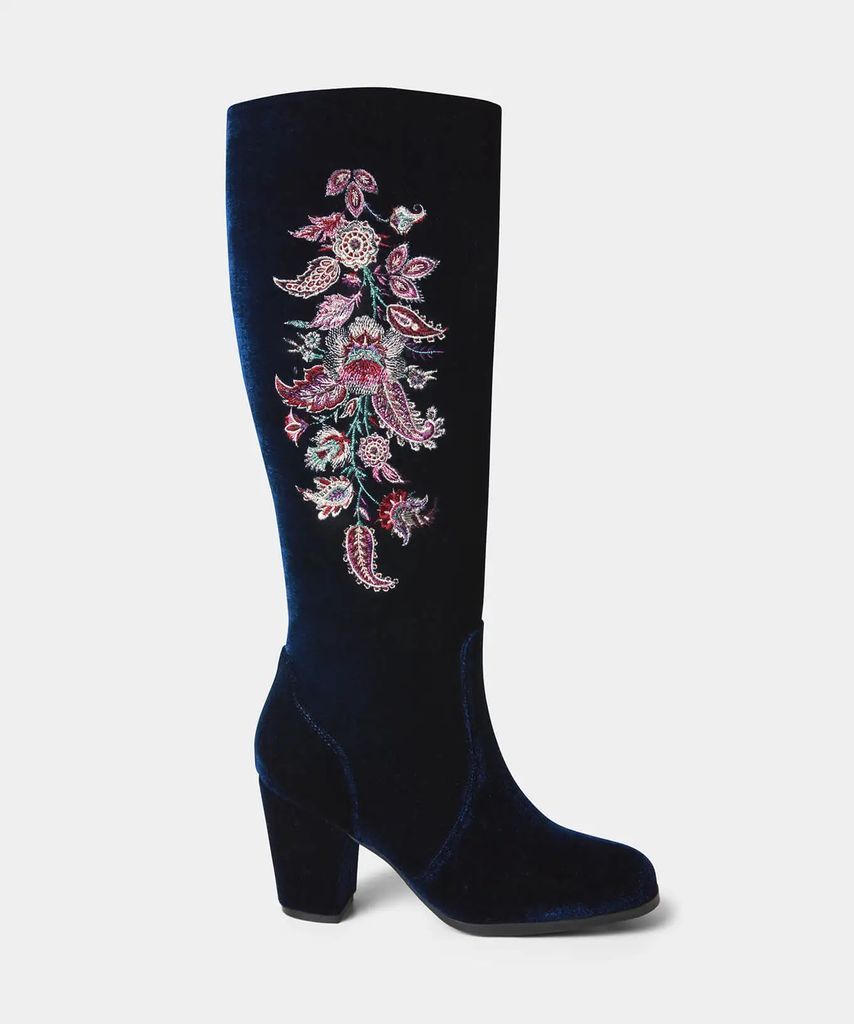 Opulence Embroidered Velvet Boot , Size 3