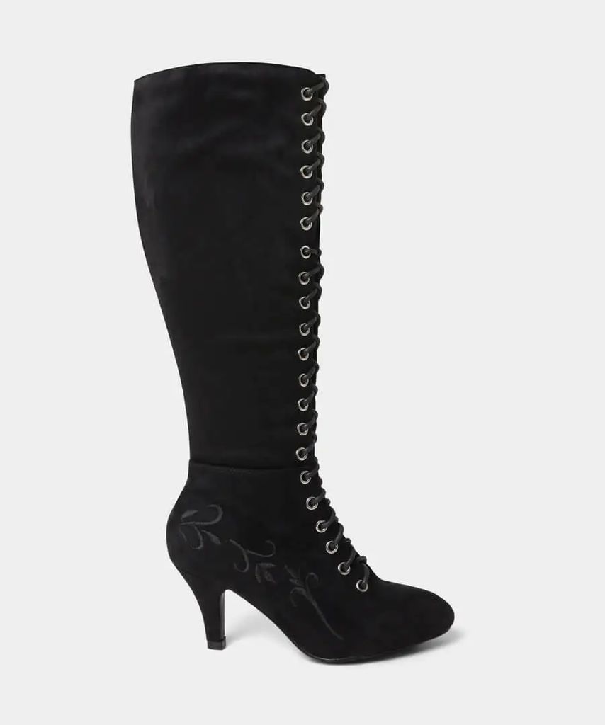 Layla Lace Up Embroidered Boots , Size 3