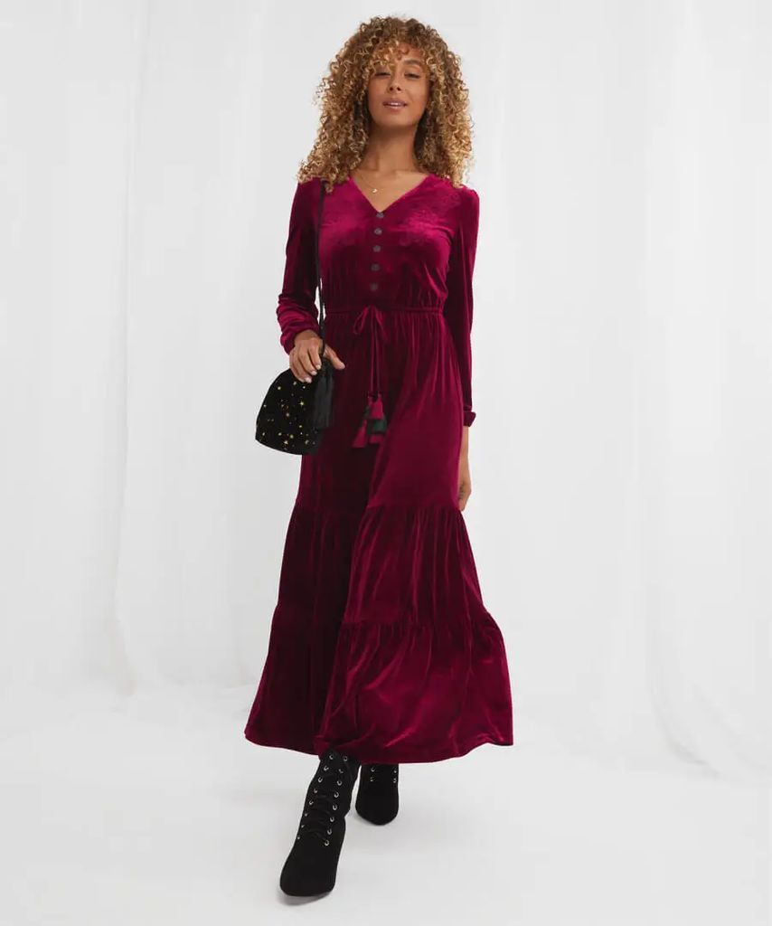 Velvet Perfection Dress in Berry, Size 10 by Joe Browns