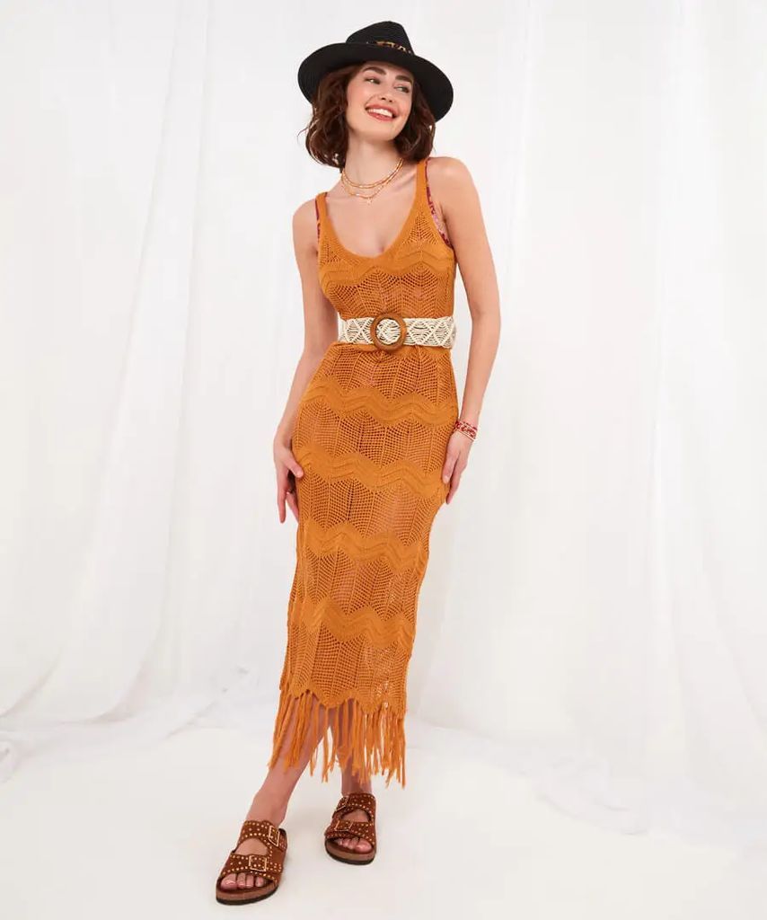 San Antonio Cover Up Dress (16/18) in Ochre, Size Large by Joe Browns