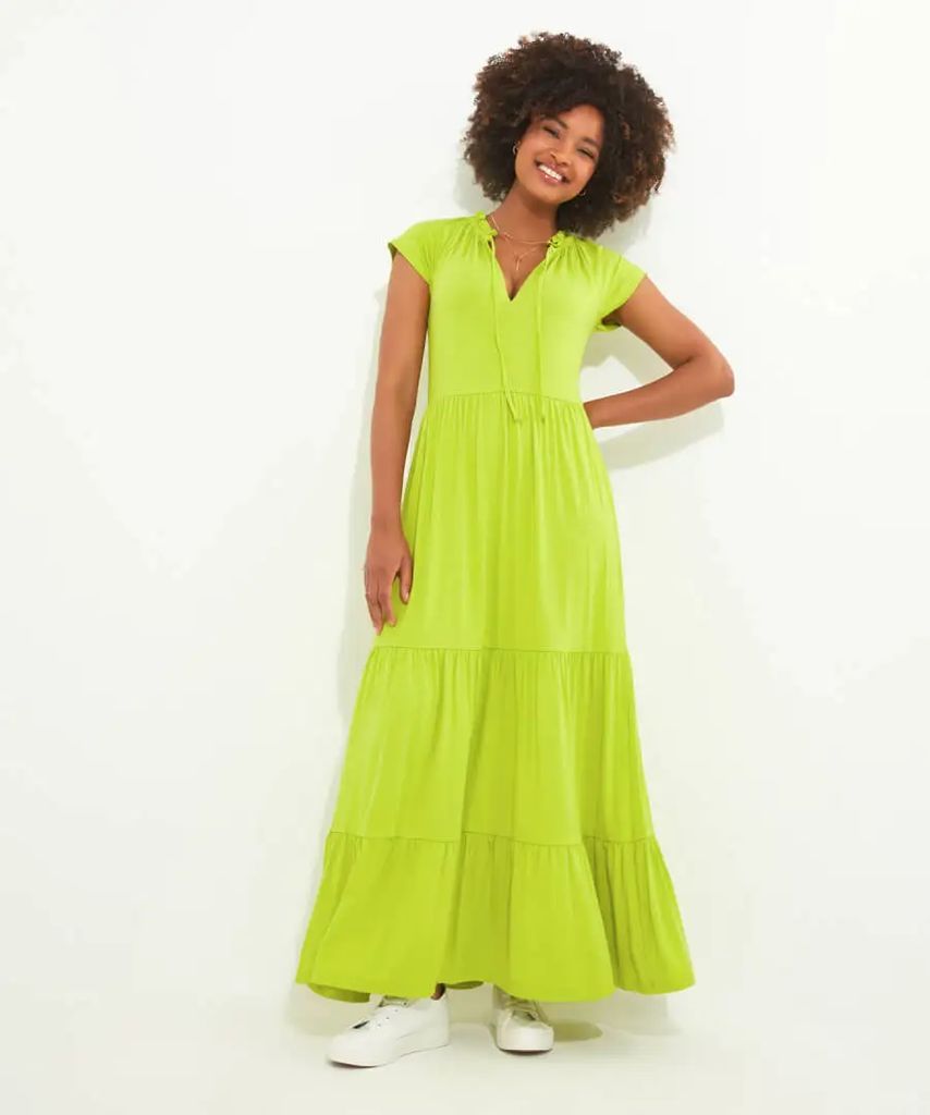 Halle Boho Jersey Dress in Lime, Size 10 by Joe Browns