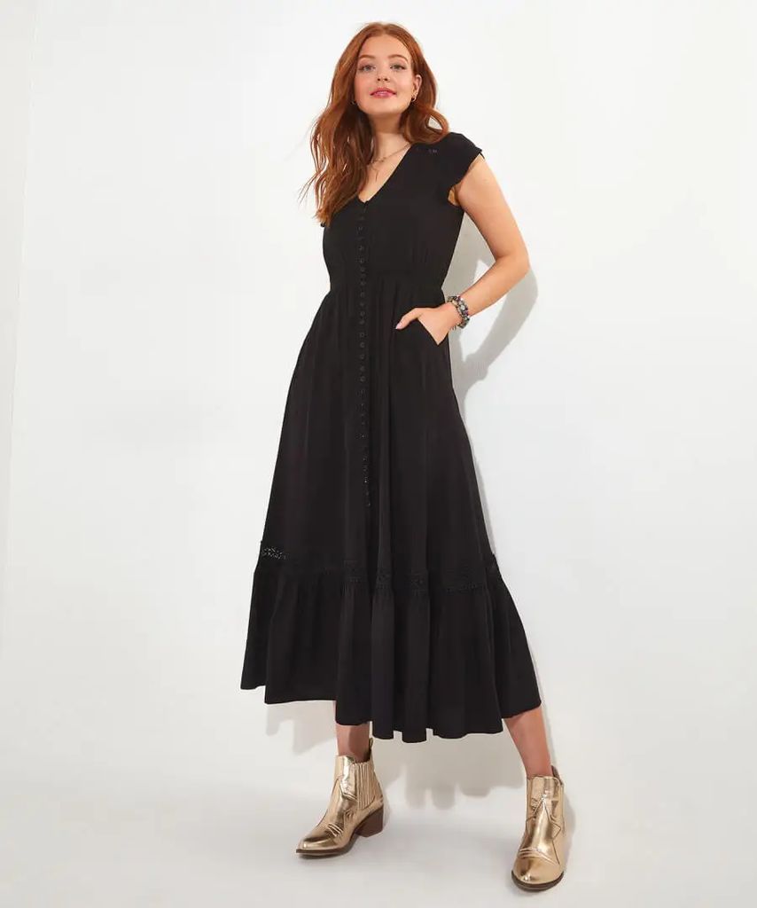 The Ultimate Boho Maxi Dress in Black, Size 10 by Joe Browns