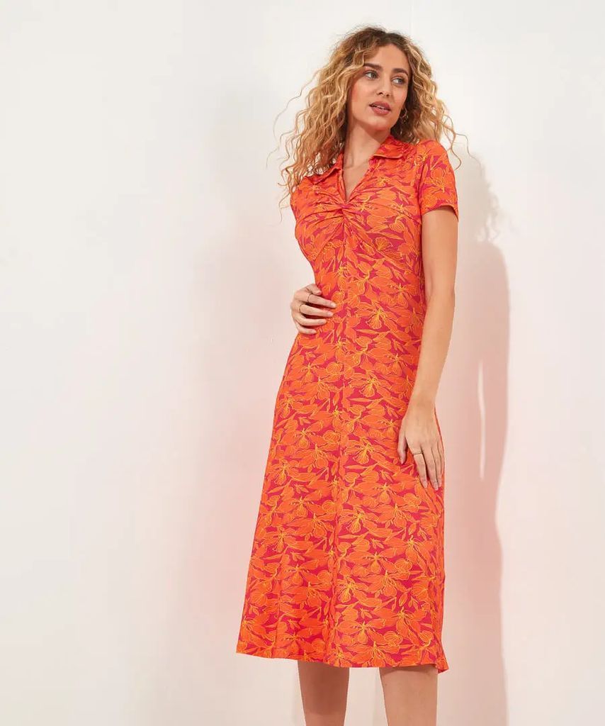 Loretta Print Jersey Dress in Orange, Size 10 by Joe Browns