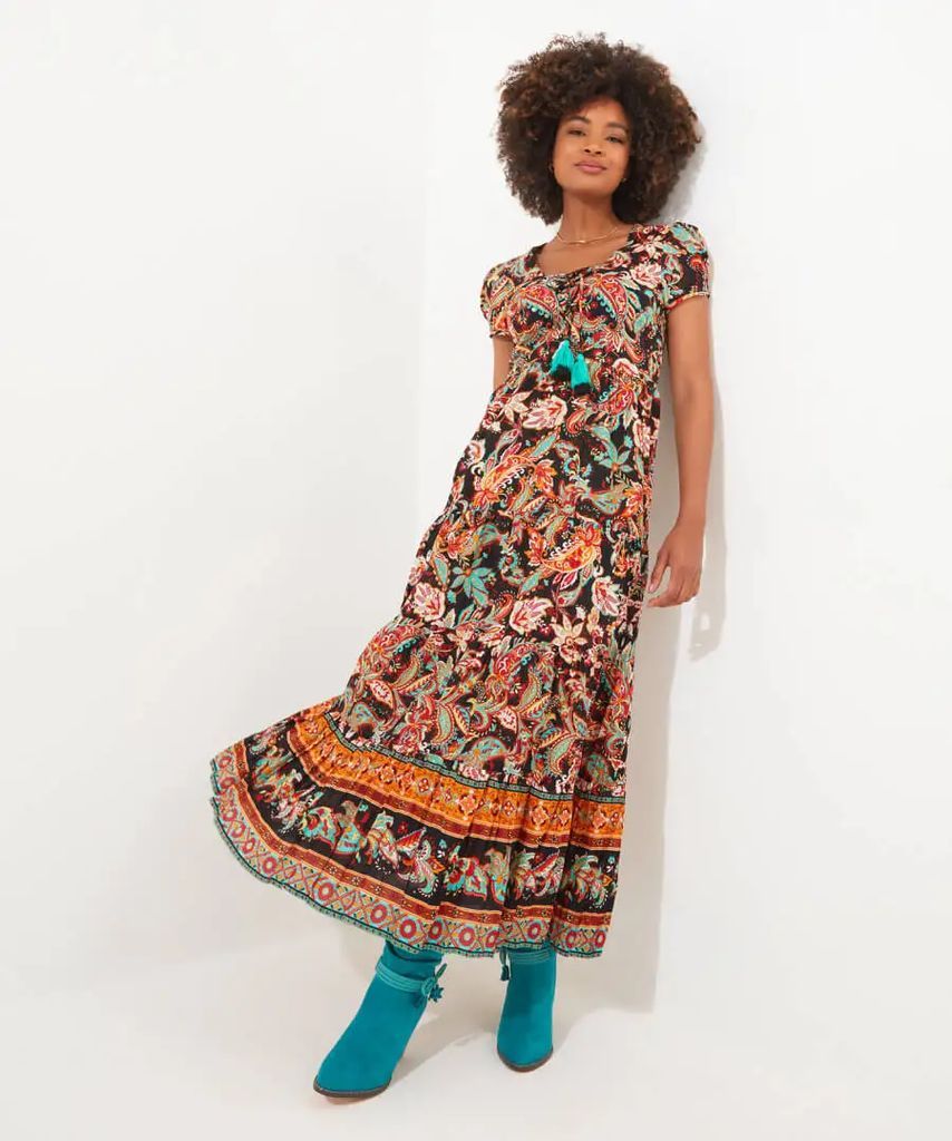 Saffron Border Print Dress , Size 10 by Joe Browns