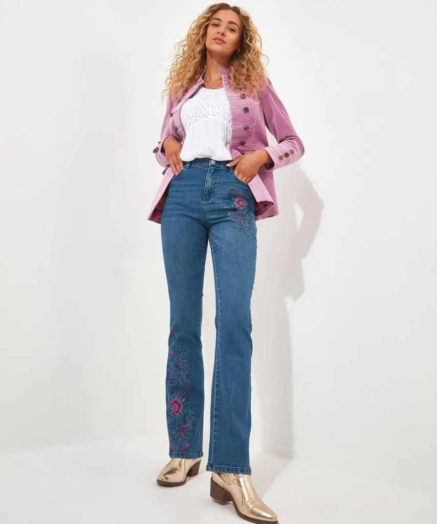 Winnie Embroidered Jeans , Size 10 | Denim