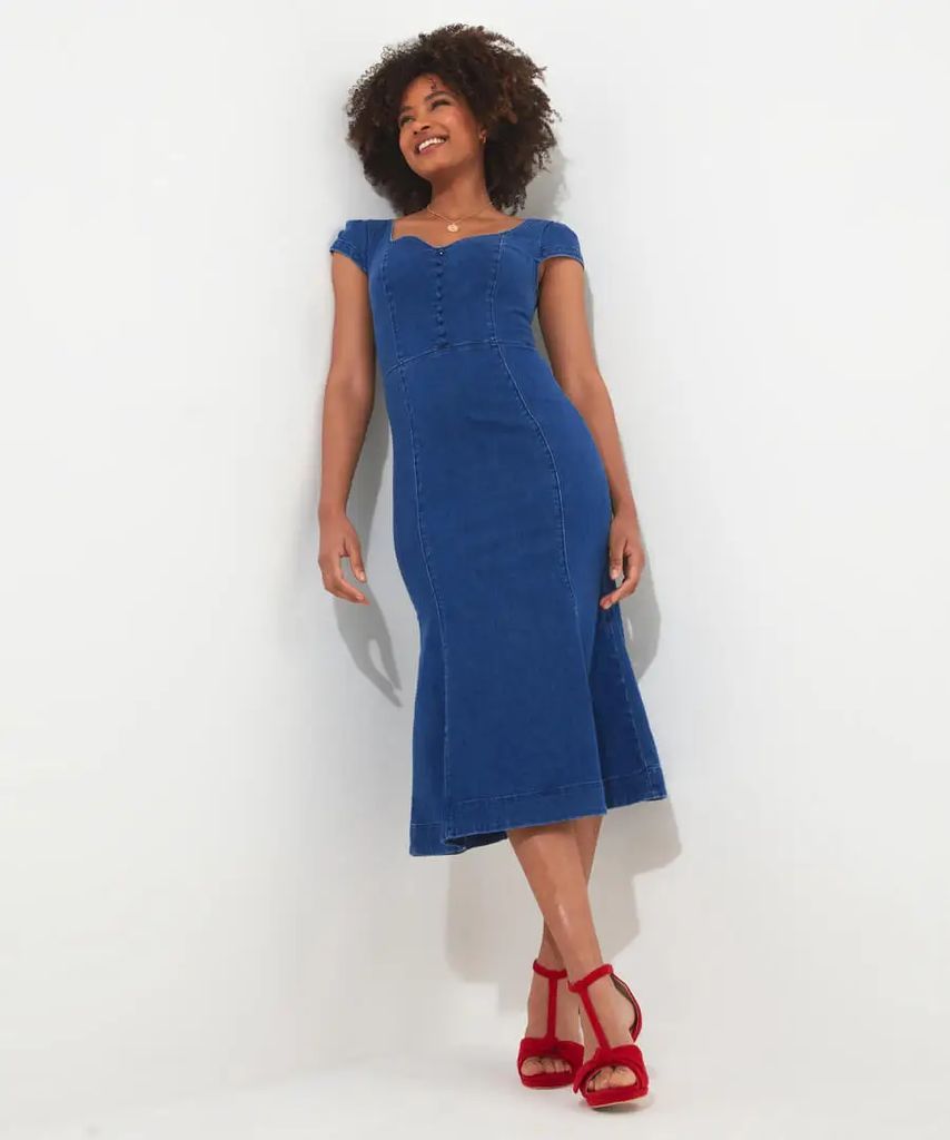 Marcie Denim Dress (P) in Blue, Size 10 by Joe Browns