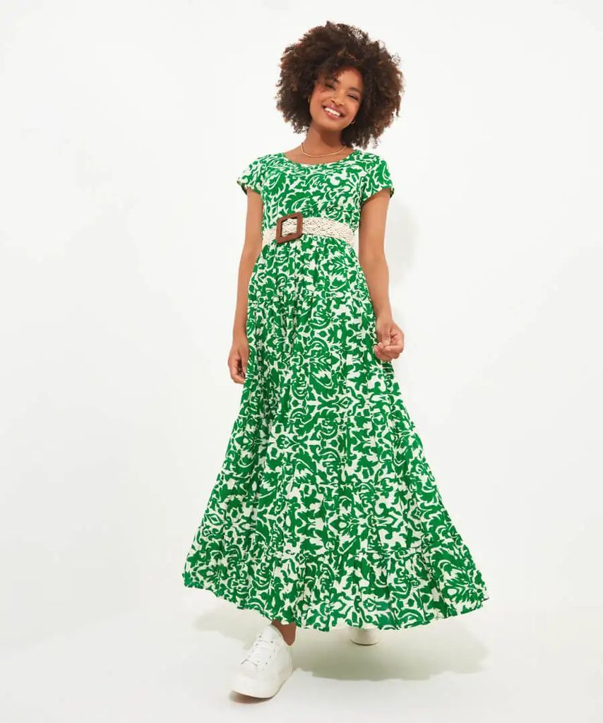 Glorious Crinkle Dress in Green, Size 6 by Joe Browns
