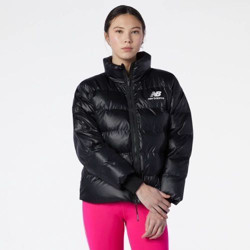 Women's NB Athletics Winterized Short Synthetic Jacket in Black Polywoven, size Large