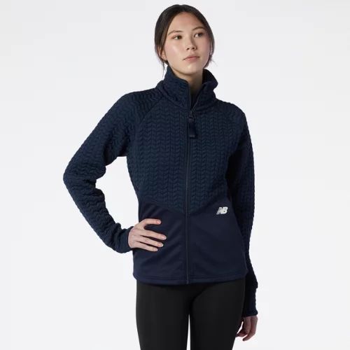 Women's NB Heatloft Athletic Jacket in Black Poly Knit, size Medium