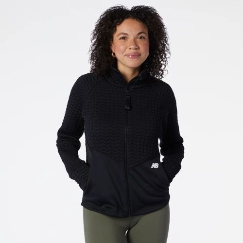 Women's NB Heatloft Athletic Jacket in Black Poly Knit, size X-Small