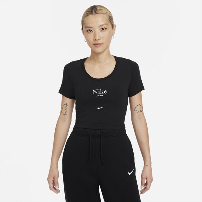 Sportswear Essential Women's Short-Sleeve Crop Top - Black
