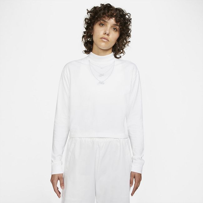 Sportswear Women's Long-Sleeve Mock Neck T-Shirt - White