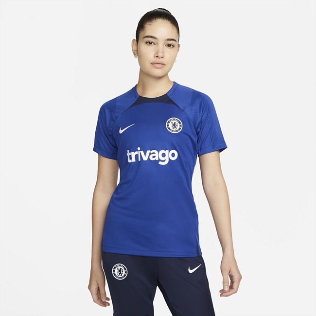 Chelsea F.C. Strike Women's Nike Dri-FIT Short-Sleeve Football Top - Blue