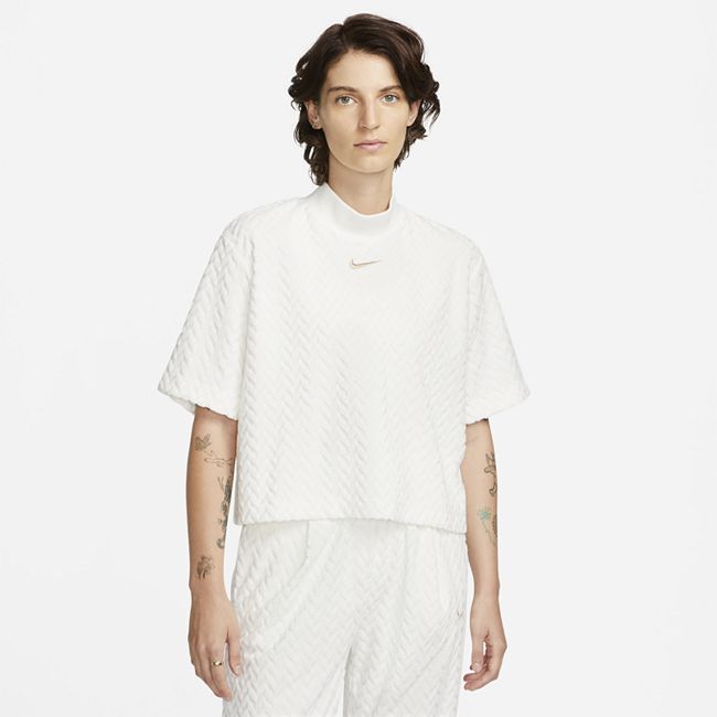 Sportswear Everyday Modern Women's All-Over Jacquard Boxy Top - White