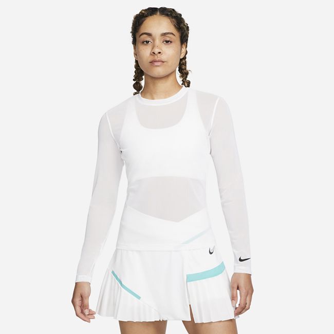 NikeCourt Dri-FIT Women's Long-Sleeve Mesh Tennis Top - White