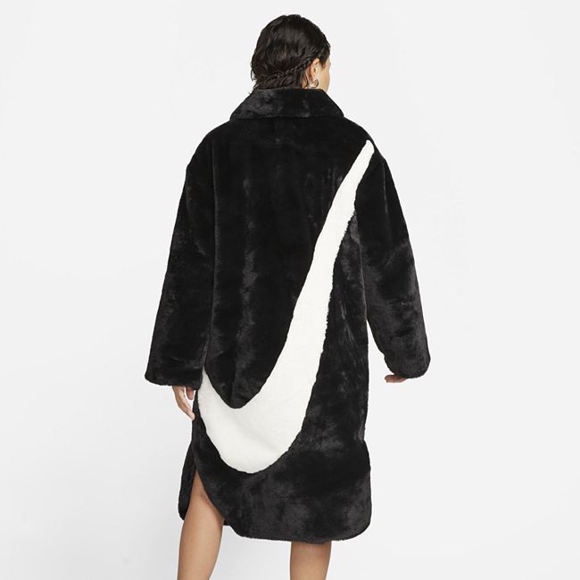 Sportswear Women's Faux Fur Long Jacket - Black