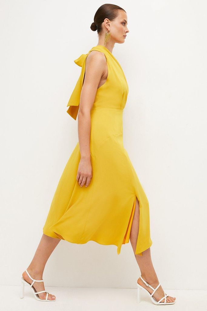 Soft Tailored Sleeveless Midi Dress -, Yellow