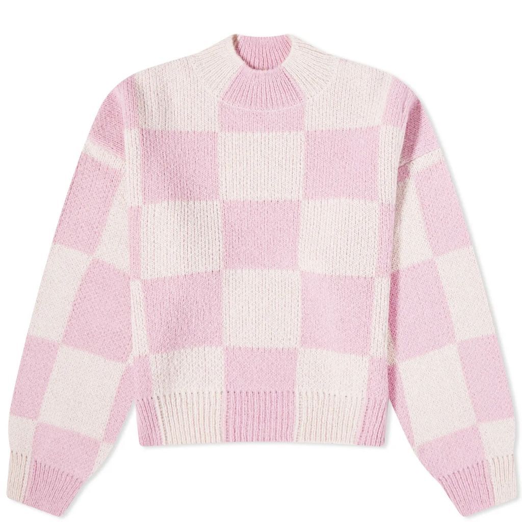 Women's Adonis Checkerboard Knitted Jumper Orchid Check