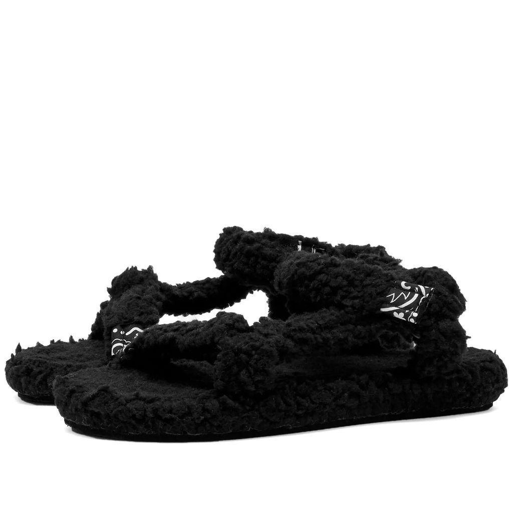 Women's Trekky Faux Fur Sandals Black